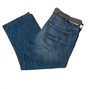 NWOT Calvin Klein Blue Relaxed Straight Jeans With Belt Size 38